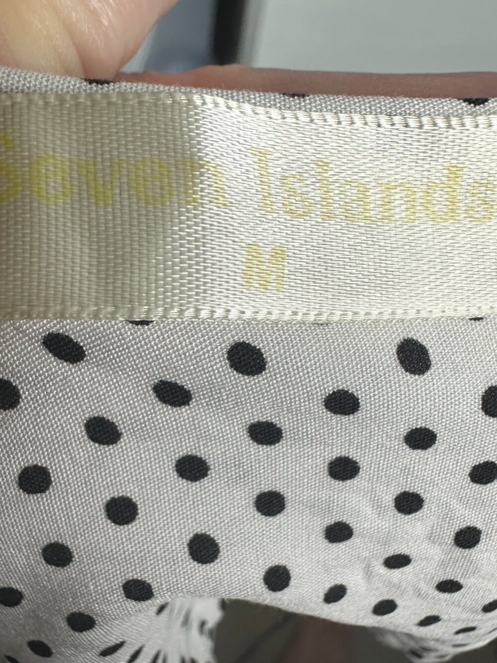 NWOT Seven Islands Cream w/Black Polka Dots Maxi Dress Size Medium Smocked Waist - Picture 6 of 10